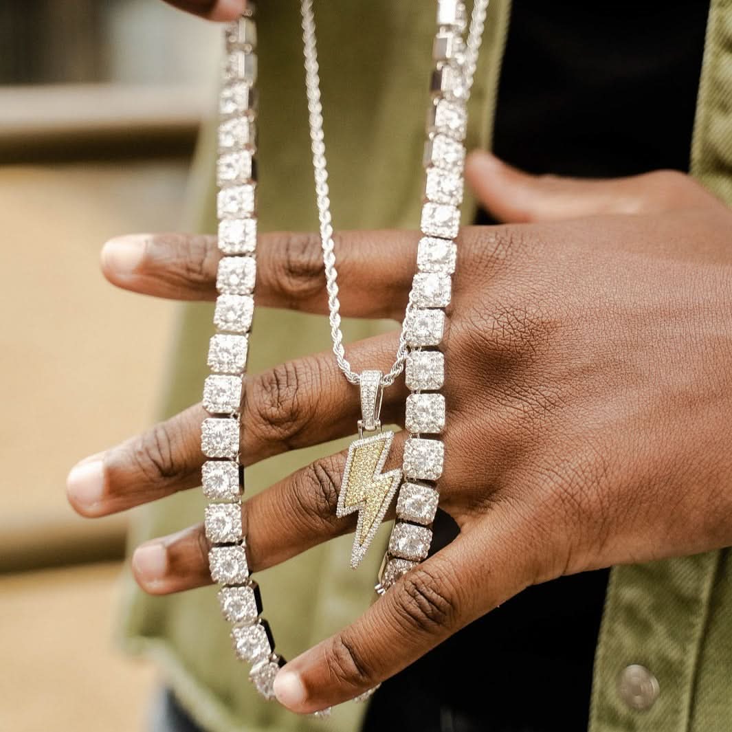 Clustered Tennis Chain White Gold | 10mm - Image 4