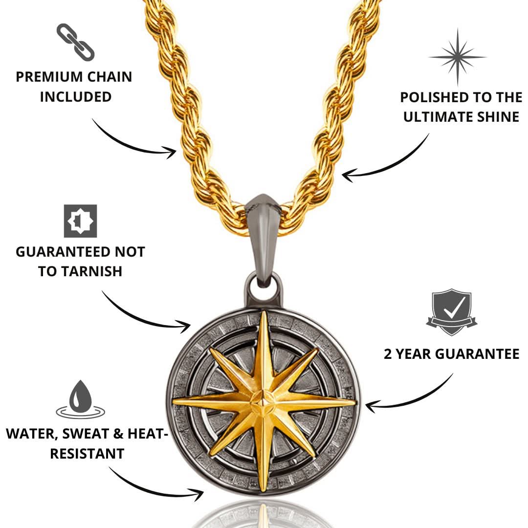 Compass Pendant | Gun Metal & Gold - Image 3