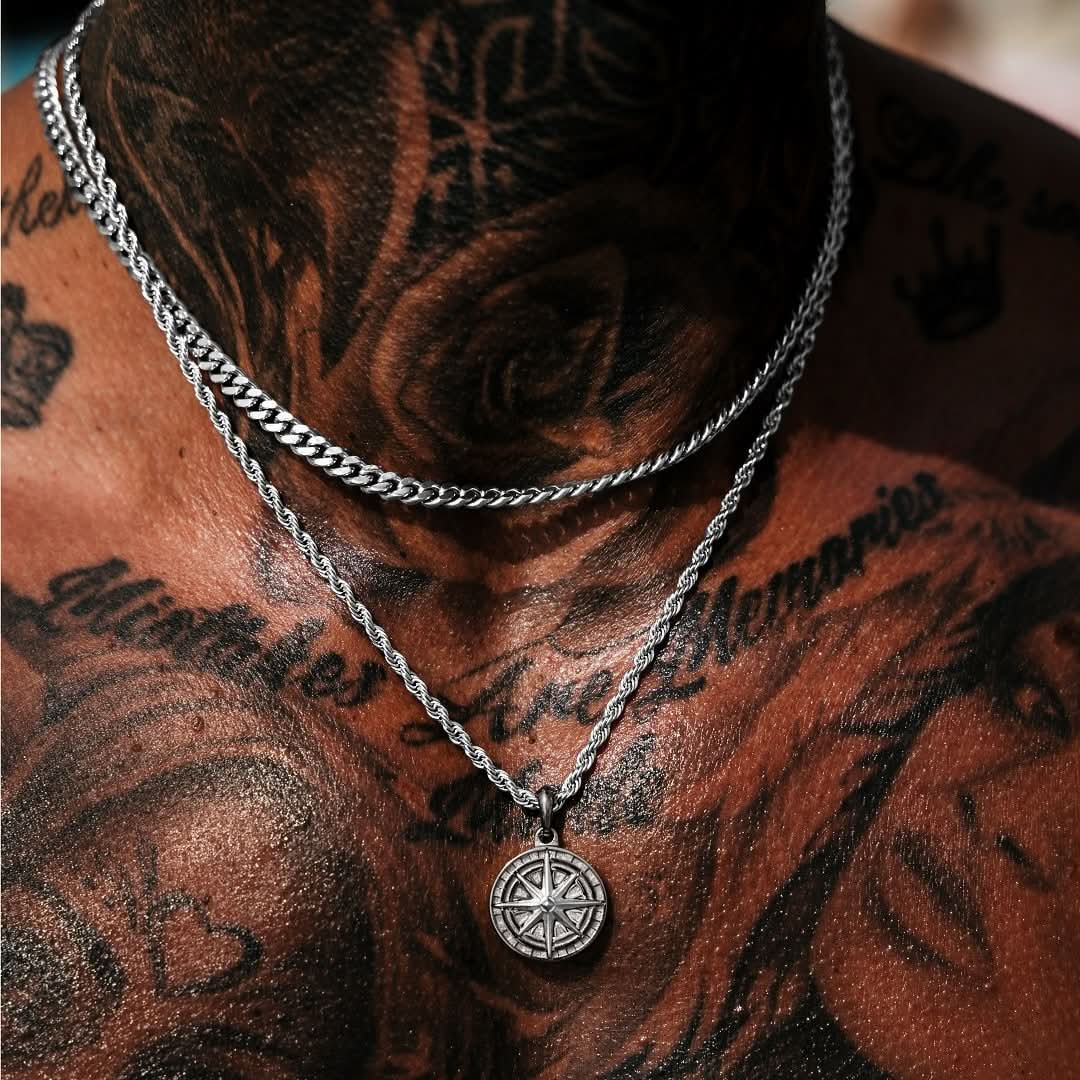 Compass Pendant | Gun Metal & Silver - Image 2