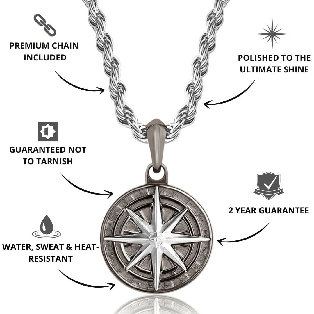 Compass Pendant | Gun Metal & Silver - Image 3