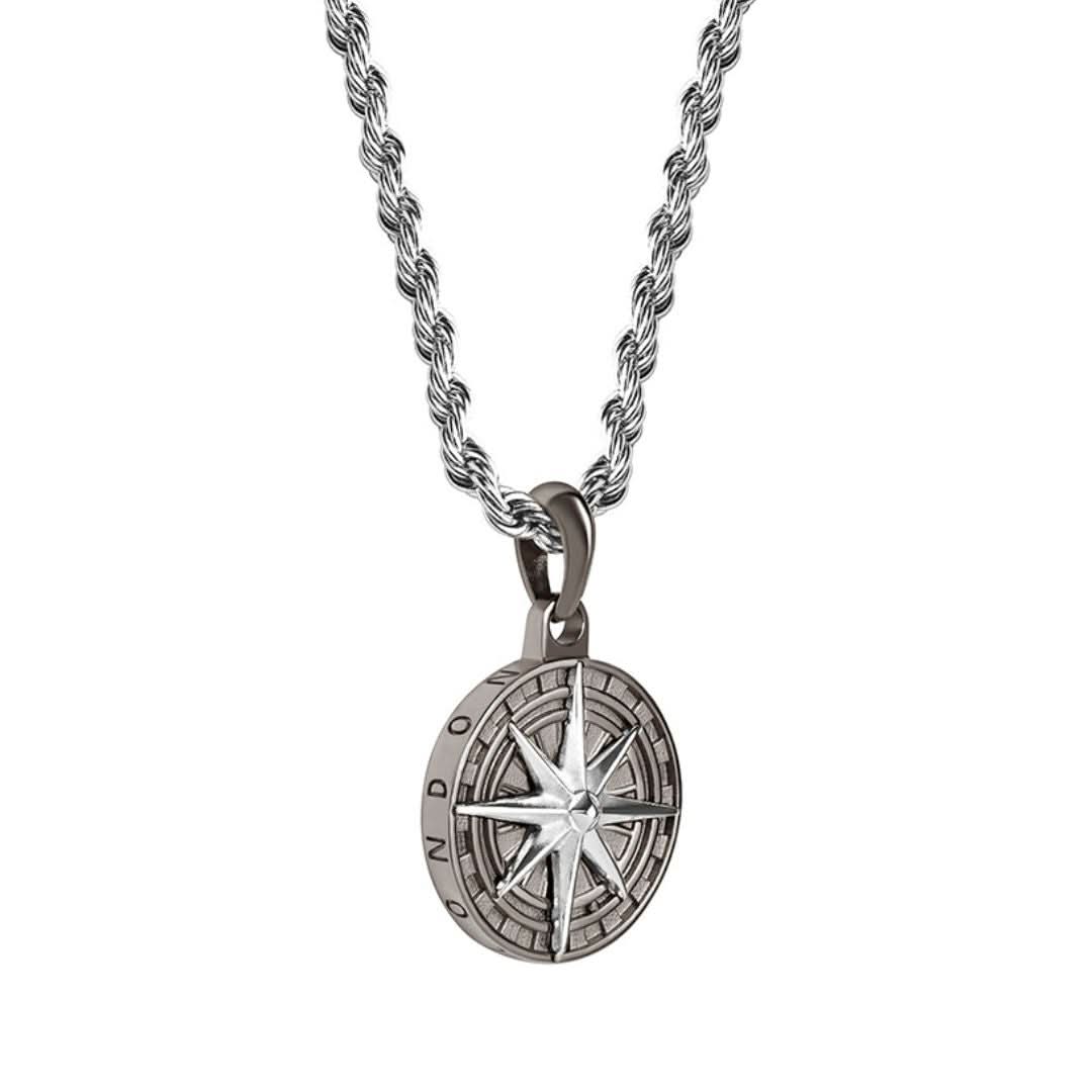 Compass Pendant | Gun Metal & Silver - Image 5