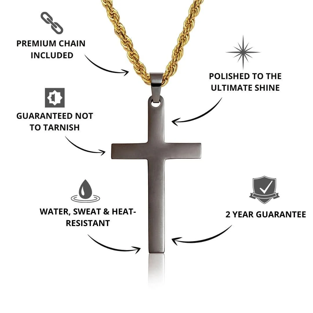 Cross Pendant | Gun Metal & Gold - Image 3