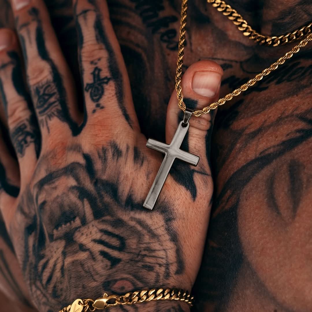 Cross Pendant | Gun Metal & Gold - Image 4