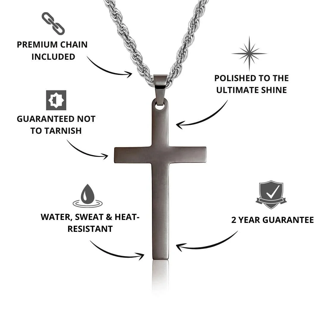Cross Pendant | Gun Metal & Silver - Image 3