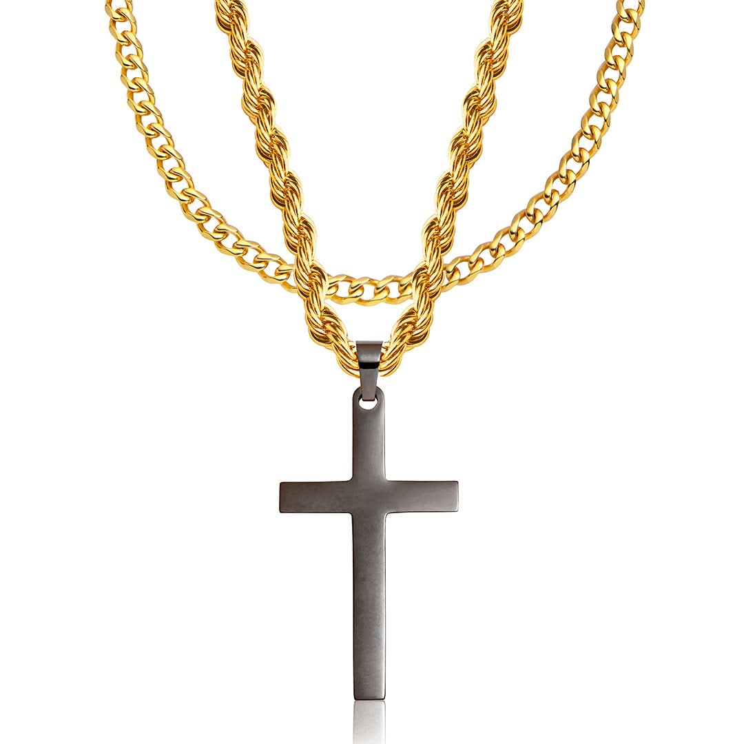 Cross x Cuban Set | Gun Metal & Gold