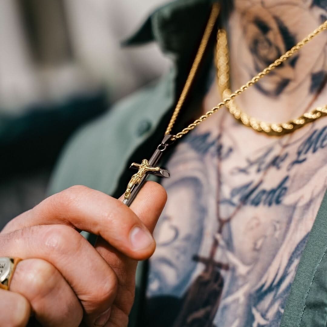 Crucifix Pendant | Gun Metal & Gold - Image 4