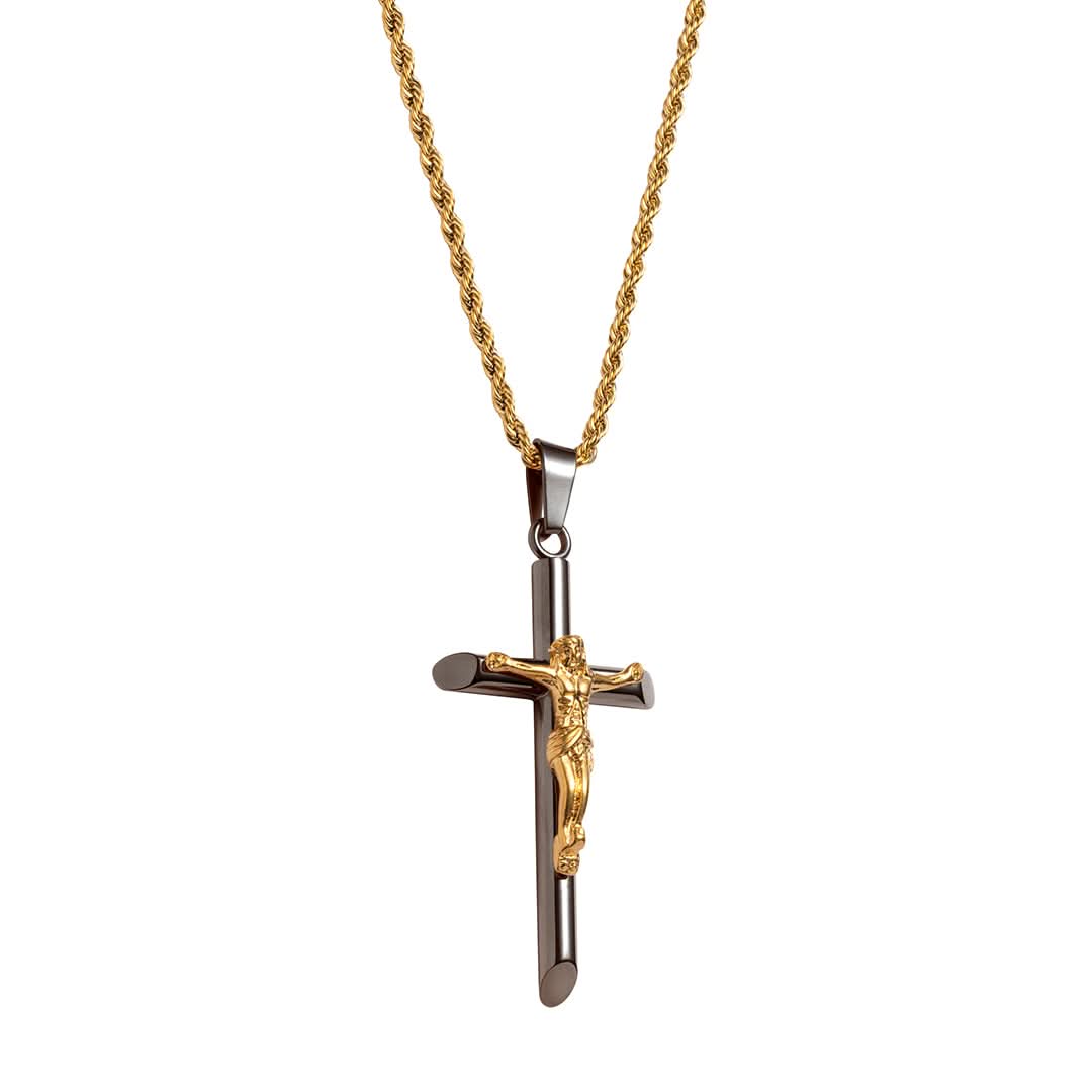 Crucifix Pendant | Gun Metal & Gold - Image 5