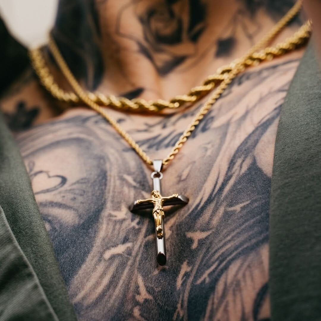 Crucifix Pendant | Gun Metal & Gold - Image 6