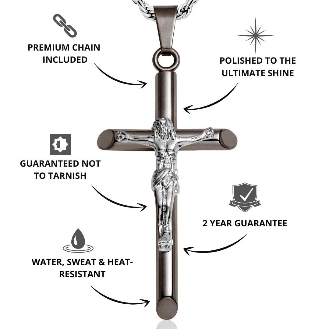Crucifix Pendant | Gun Metal & Silver - Image 3