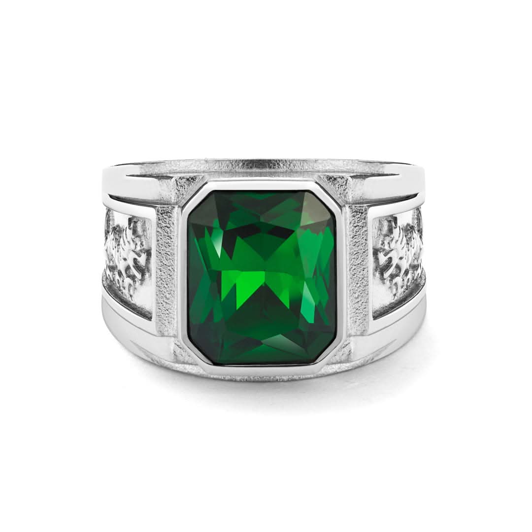 Emerald Statement Ring | Silver