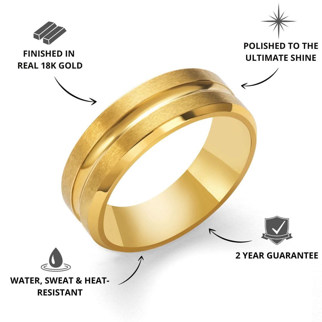 Flat Grooved Ring | Gold - Image 2