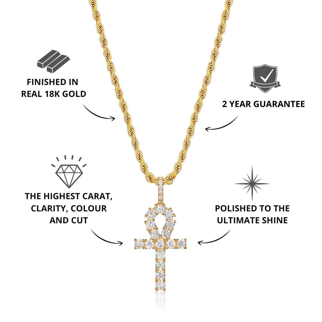 Iced Ankh Cross Pendant | Gold - Image 2