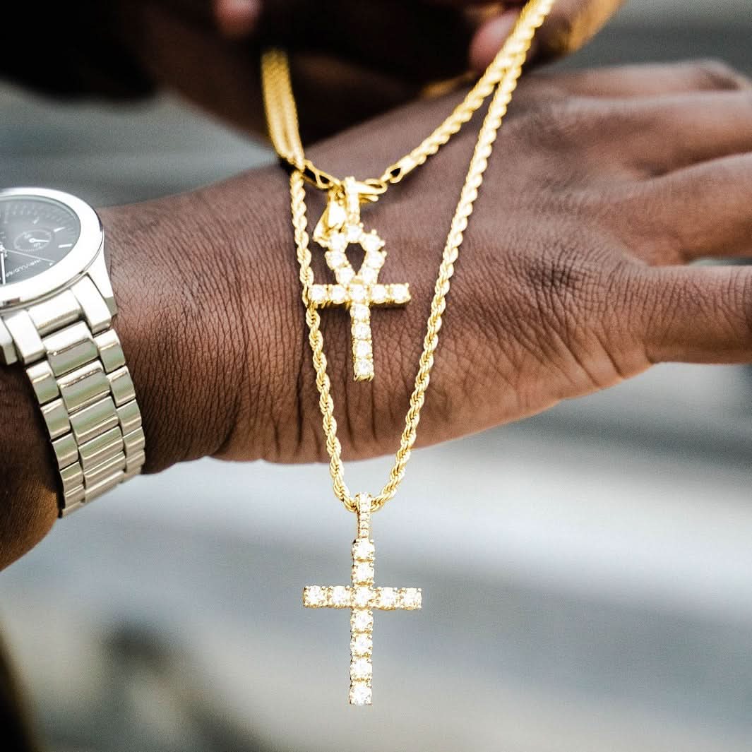 Iced Ankh Cross Pendant | Gold - Image 3