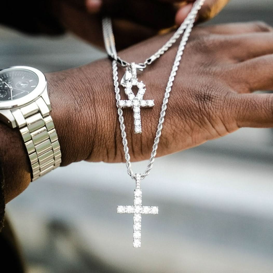 Iced Ankh Cross Pendant | White Gold - Image 5