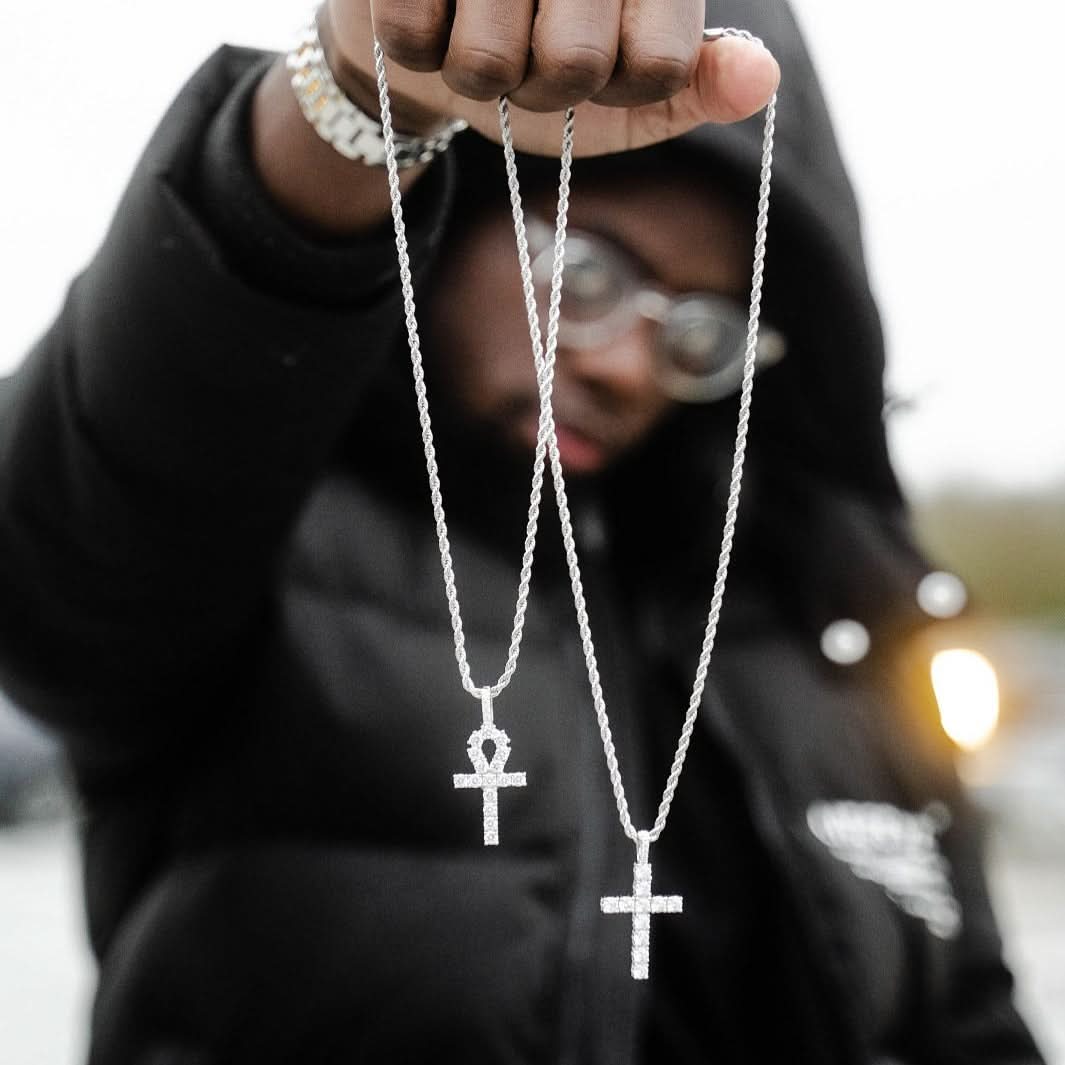 Iced Ankh Cross Pendant | White Gold - Image 6