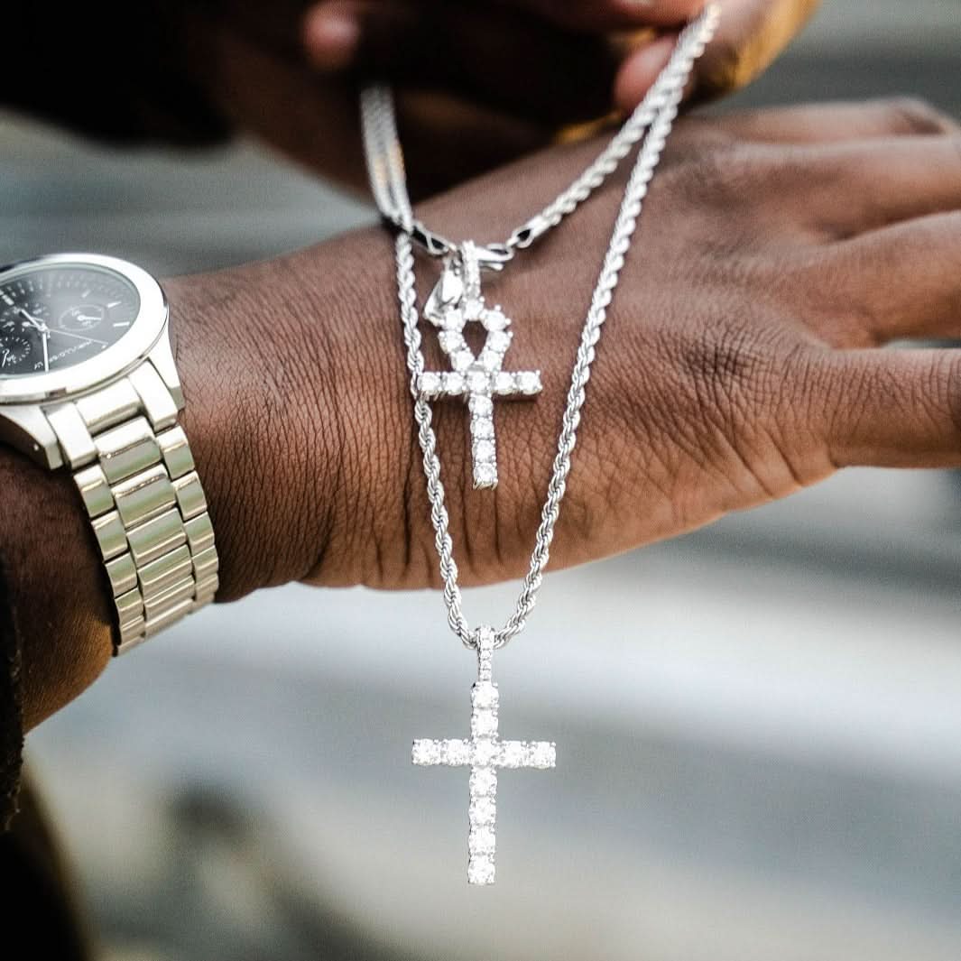 Iced Cross Pendant | White Gold - Image 3