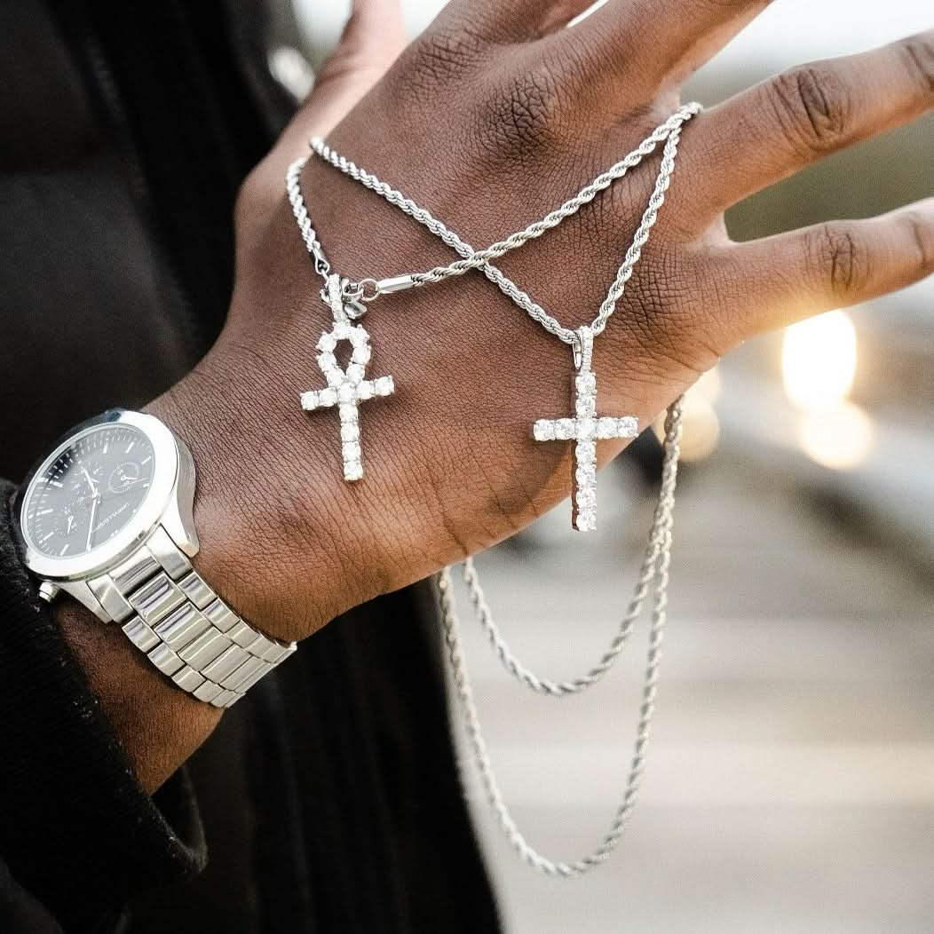 Iced Cross Pendant | White Gold - Image 5