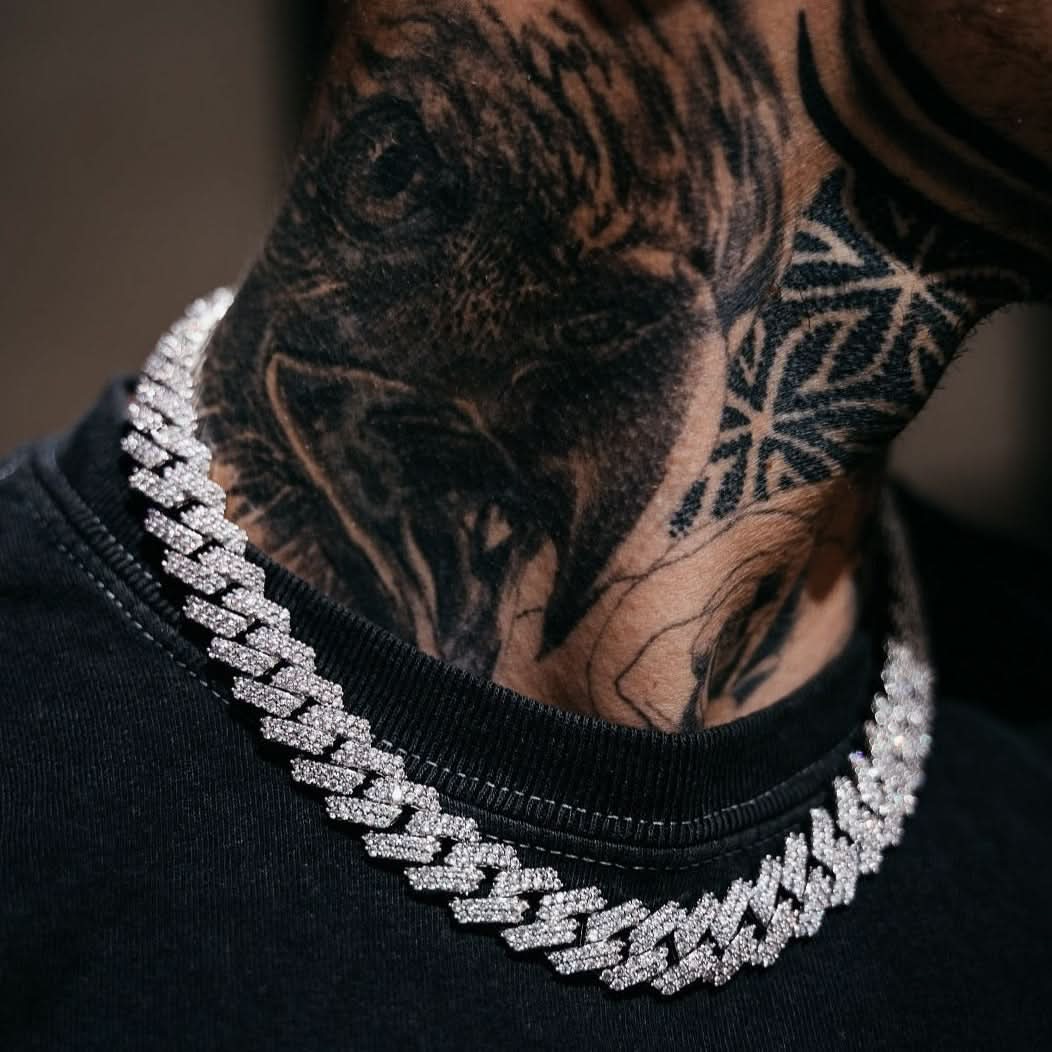 Iced Prong Cuban Chain White Gold | 14mm - Image 4