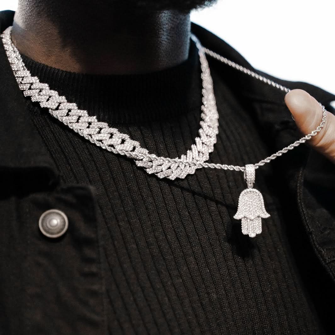 Iced Prong Cuban Chain White Gold | 14mm - Image 5