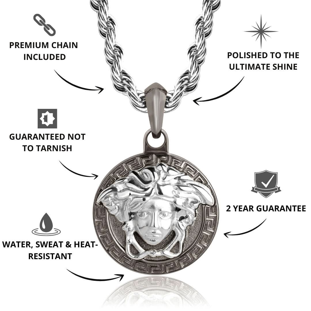 Medusa Pendant | Gun Metal & Silver - Image 3