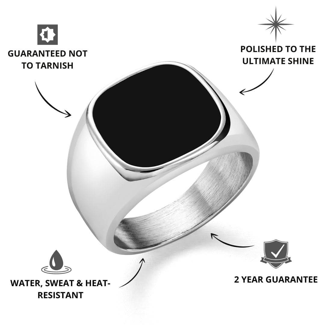 Onyx Oval Signet Ring | Silver - Image 2