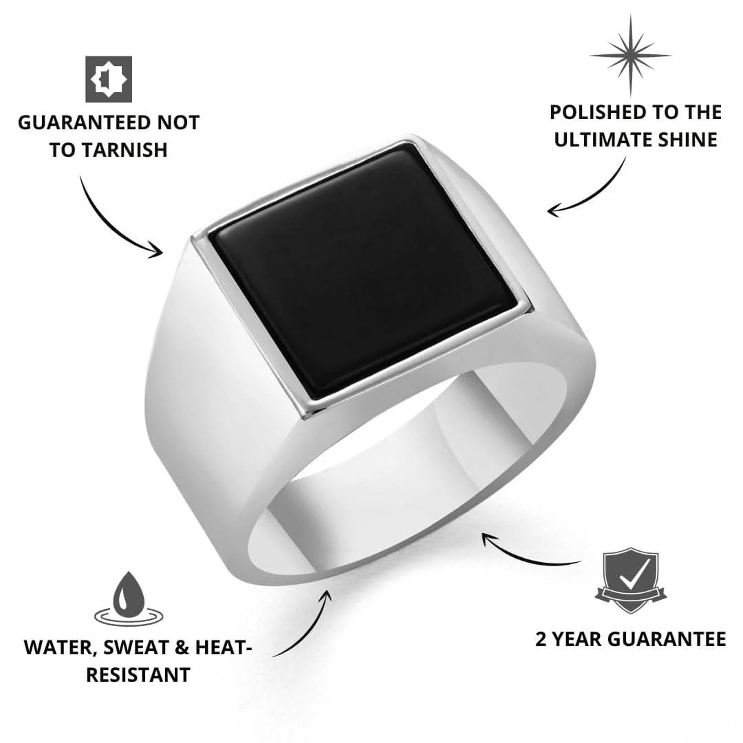 Onyx Square Signet Ring | Silver - Image 2
