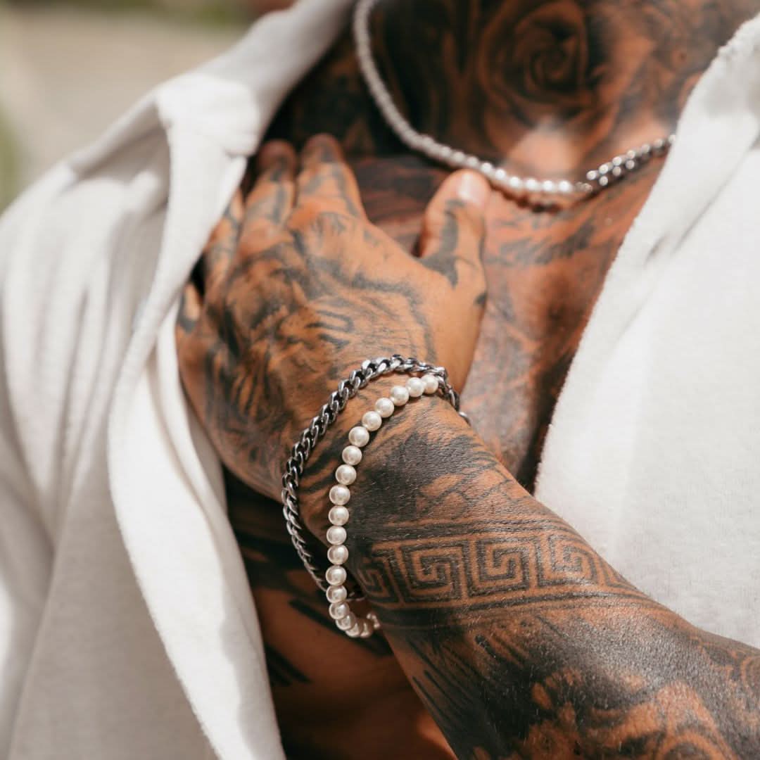 Pearl x Cuban Bracelet | Silver - Image 3