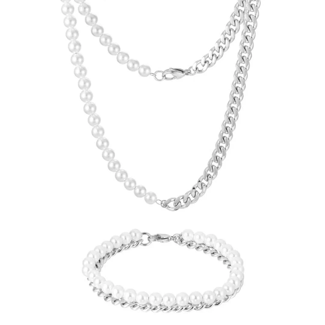 Pearl x Cuban Set | Silver
