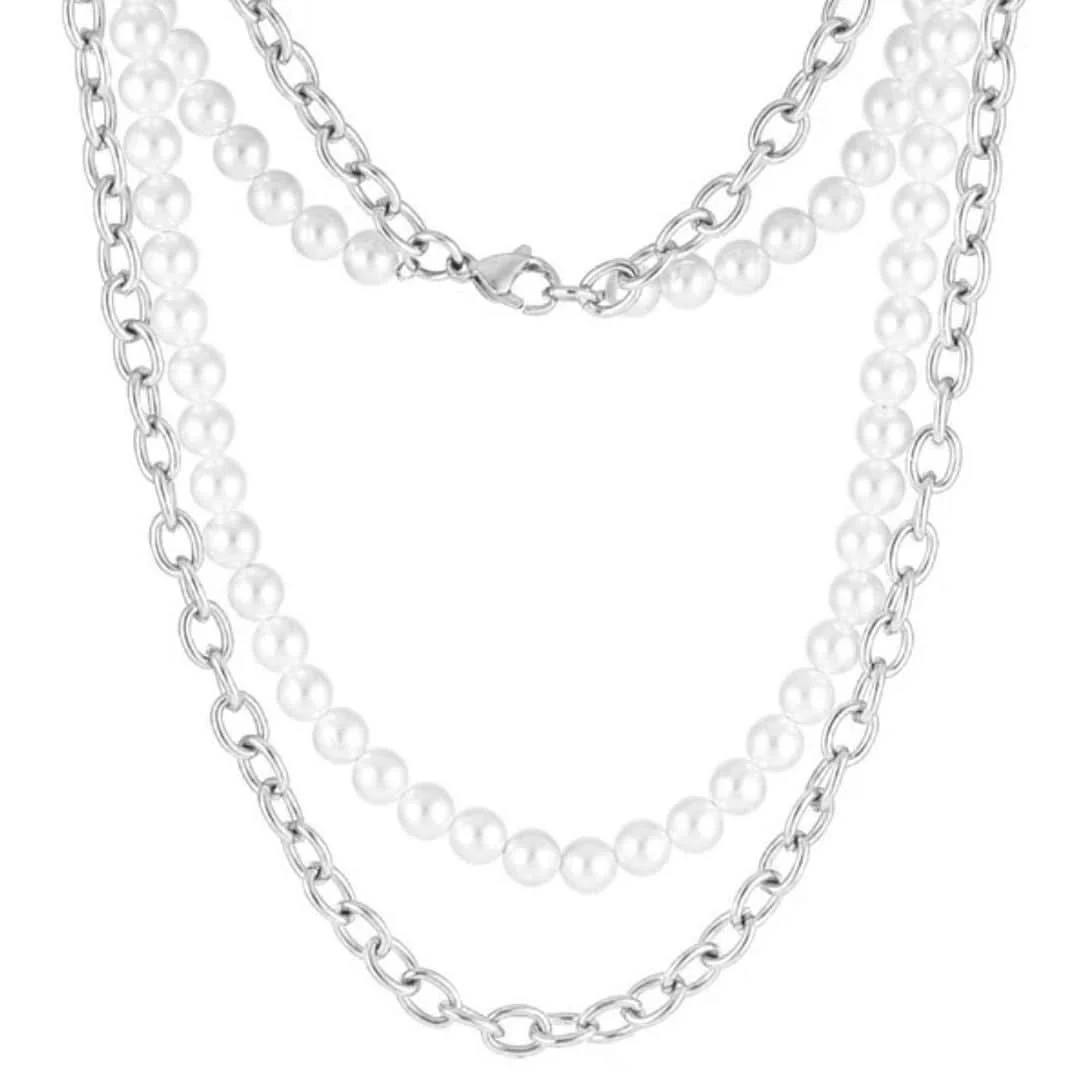 Pearl x Oval Link Chain | Silver