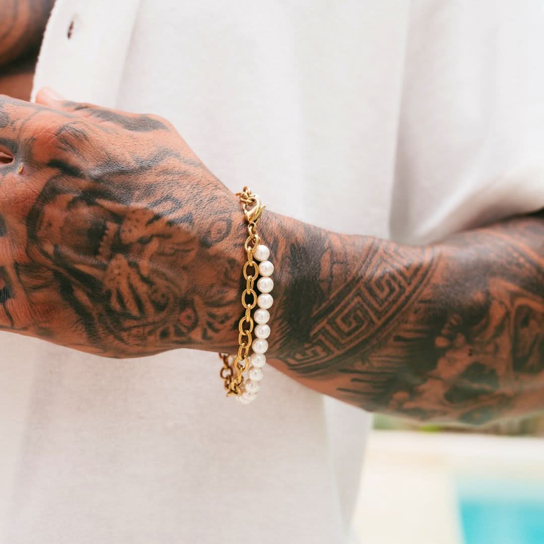 Pearl x Oval Link Set | Gold - Image 3
