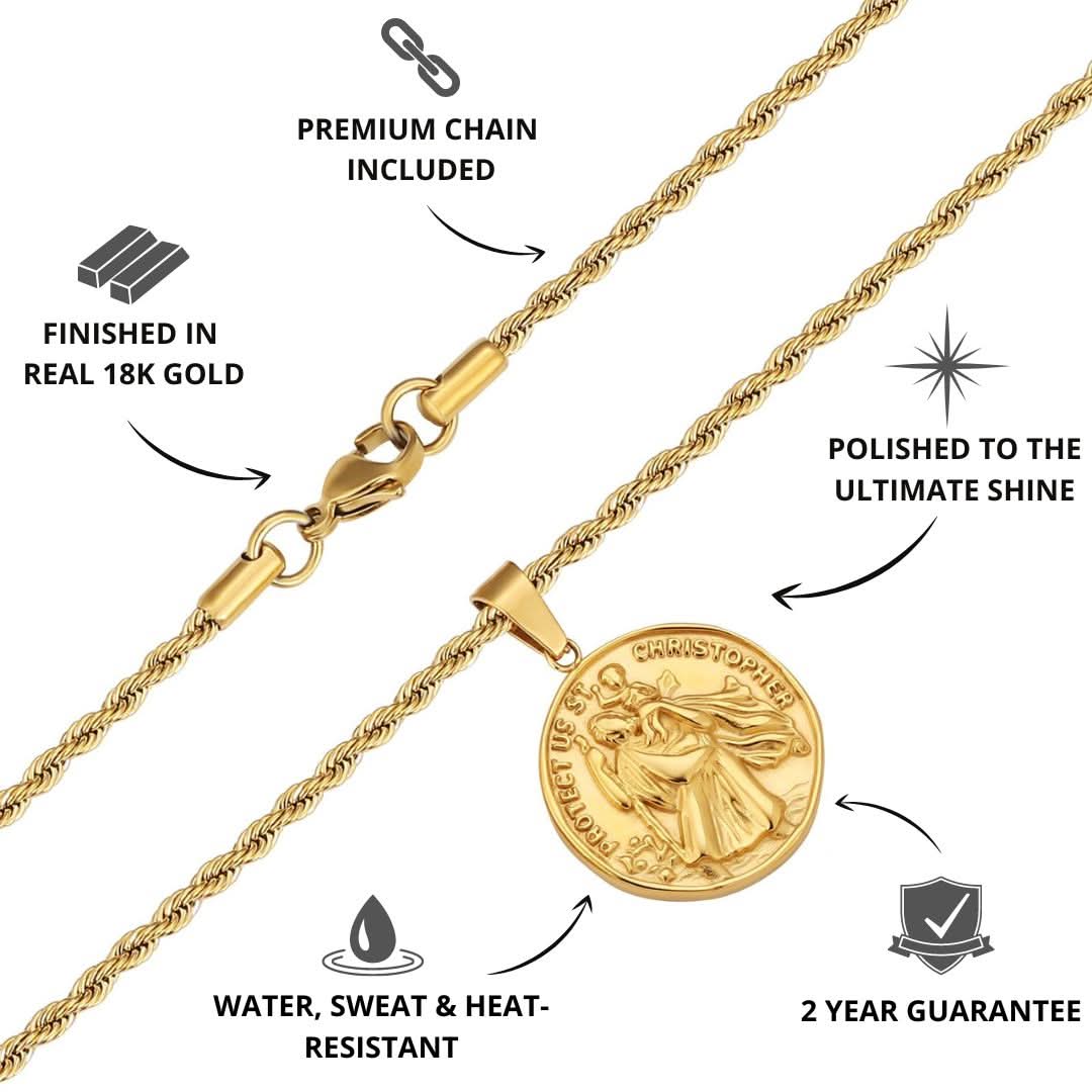 St Christopher Pendant | Gold - Image 3