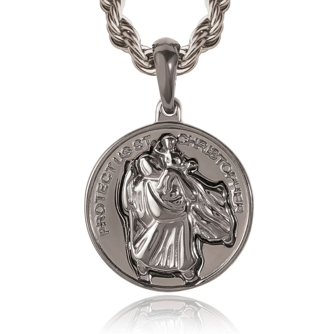 St Christopher Pendant | Gun Metal