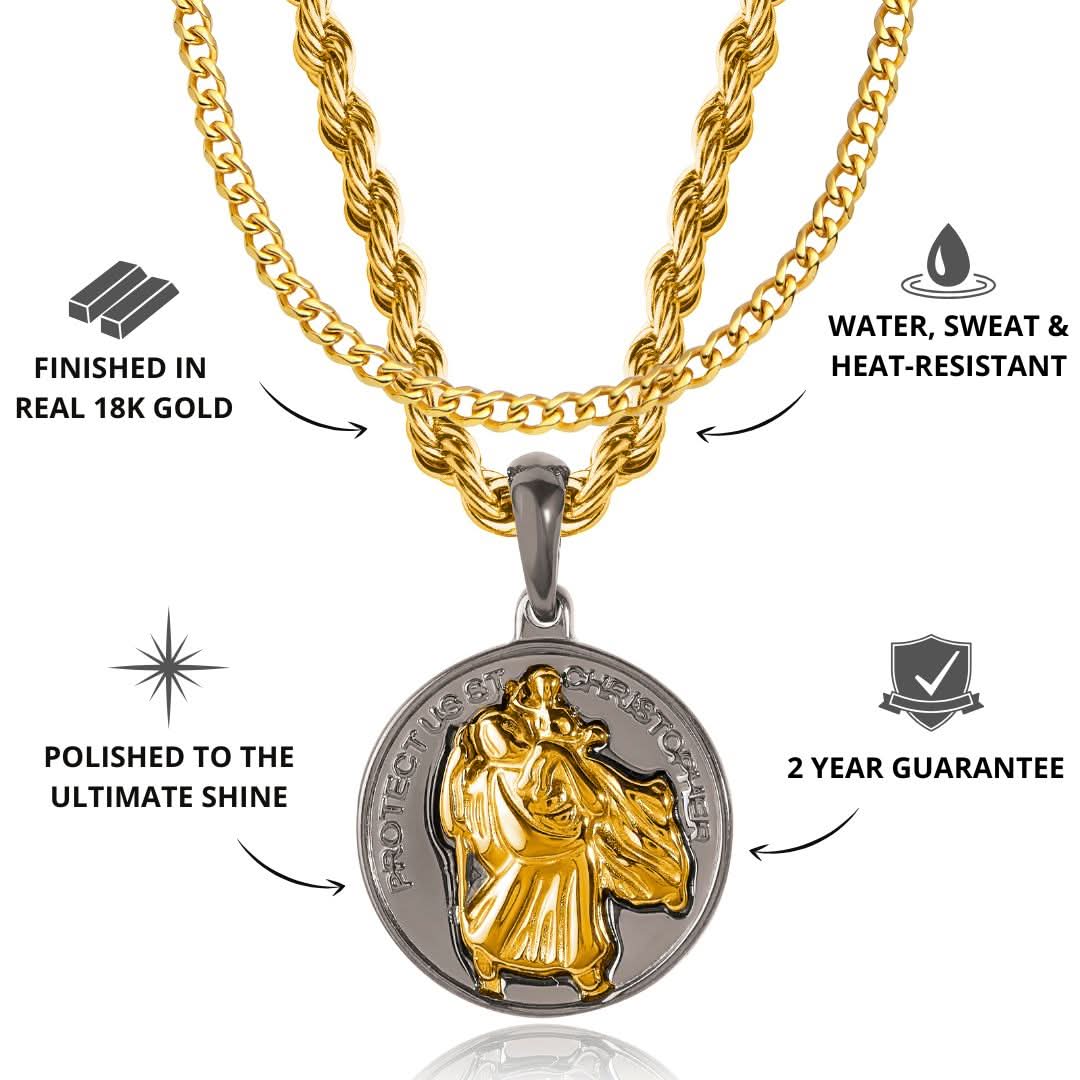 St Christopher x Cuban Set | Gun Metal & Gold - Image 3