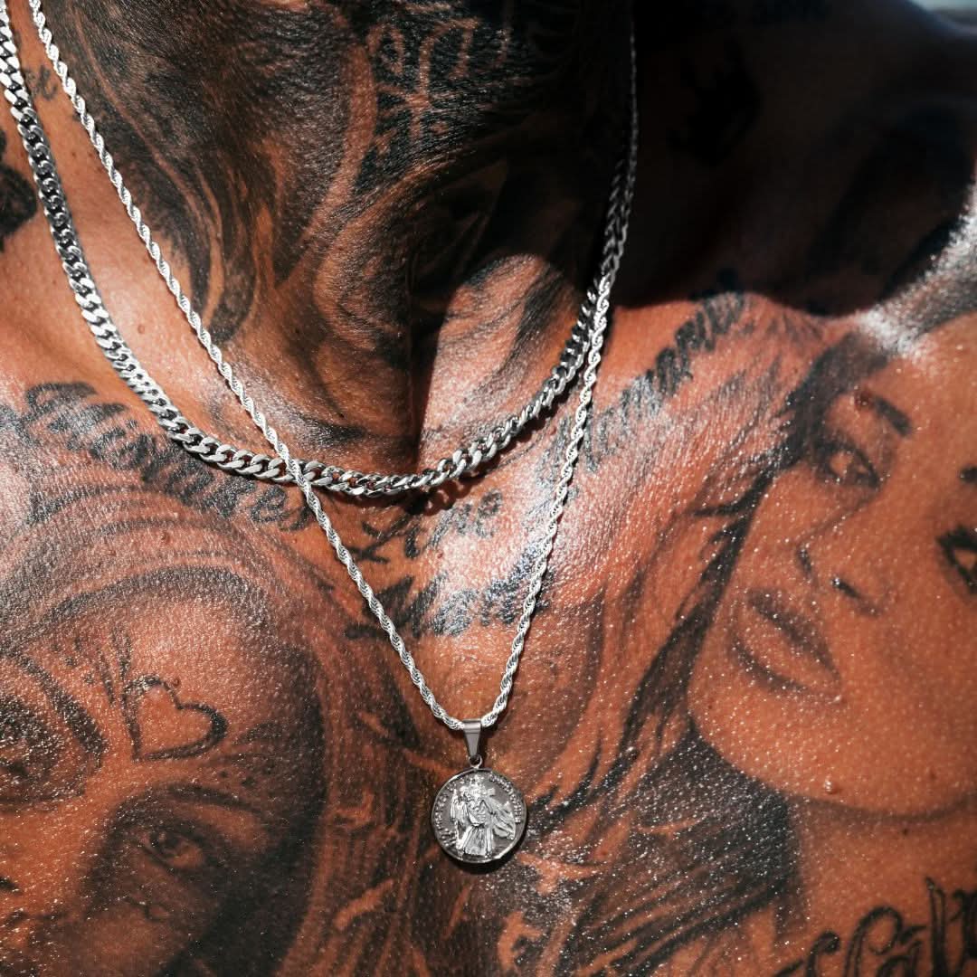 St Christopher x Cuban Set | Gun Metal & Silver - Image 4
