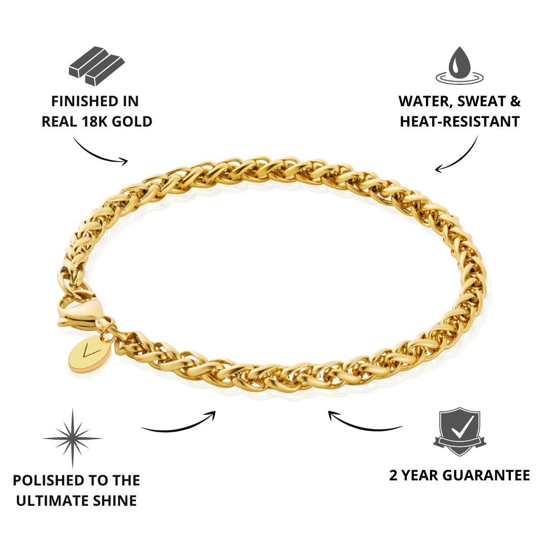 Wheat Bracelet Gold | 5mm - Image 3