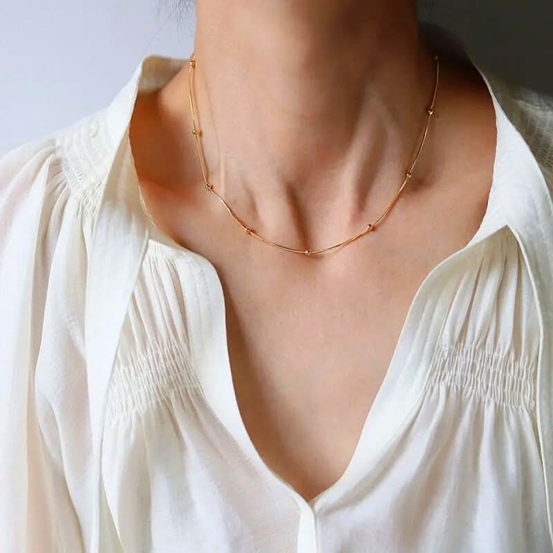 Beaded Ball Necklace Gold - Image 4