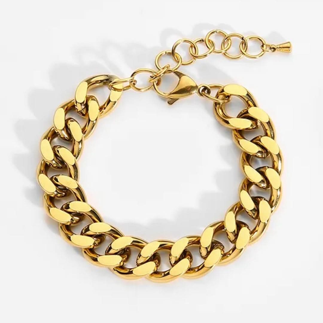 Chunky Cuban Link Chain Bracelet Gold