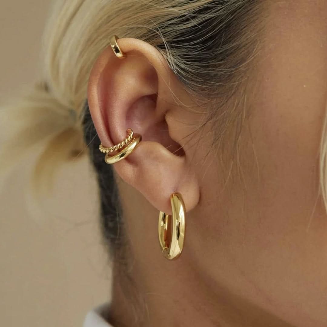 Classic Hoop Earrings Gold - Image 2
