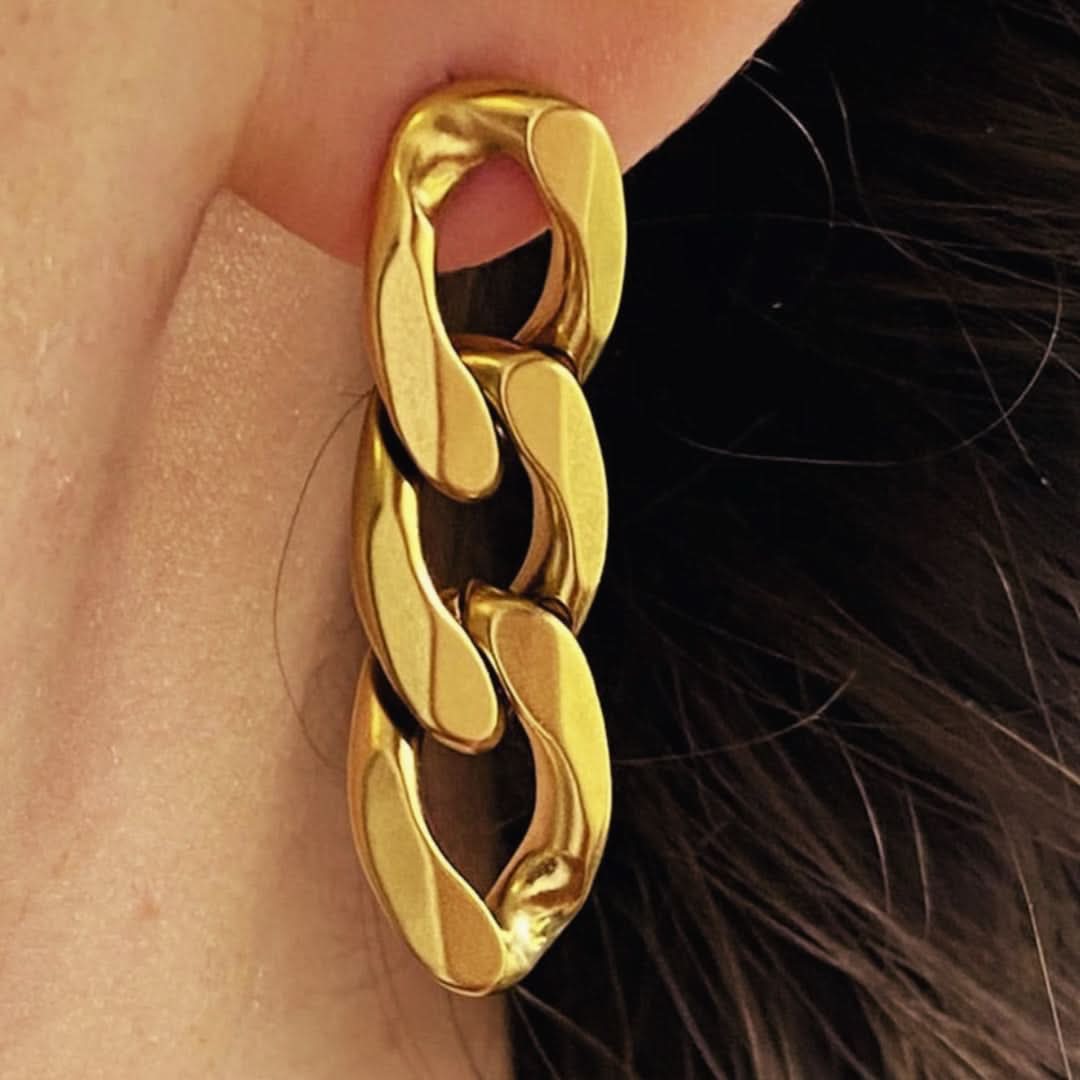 Cuban Earrings Gold - Image 2