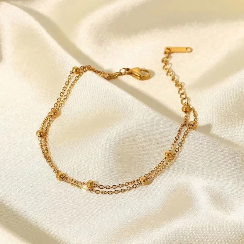 Double Beaded Ball Bracelet Gold - Image 5
