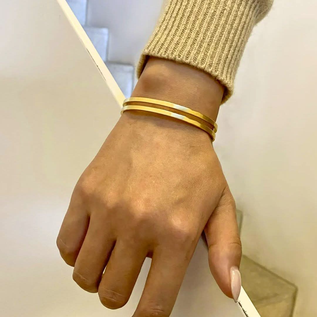 Double Cuff Bangle Bracelet Gold - Image 2