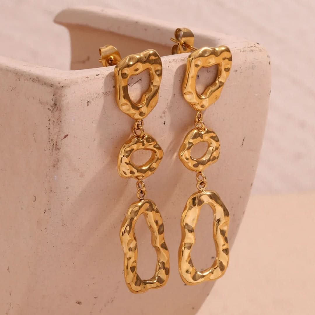 Hammered Tassel Earrings Gold - Image 4