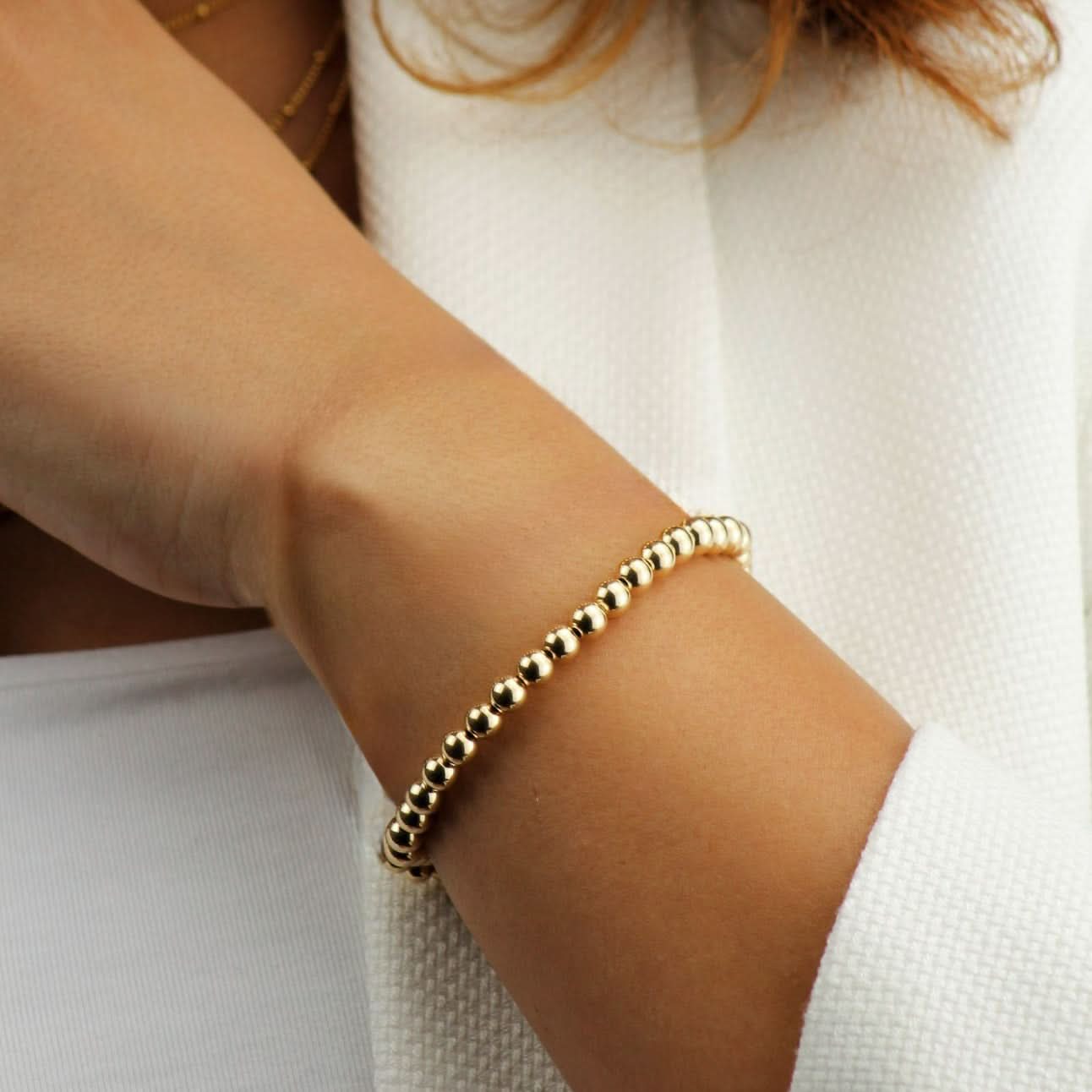 Stackable Beaded Bracelet Gold - Image 2