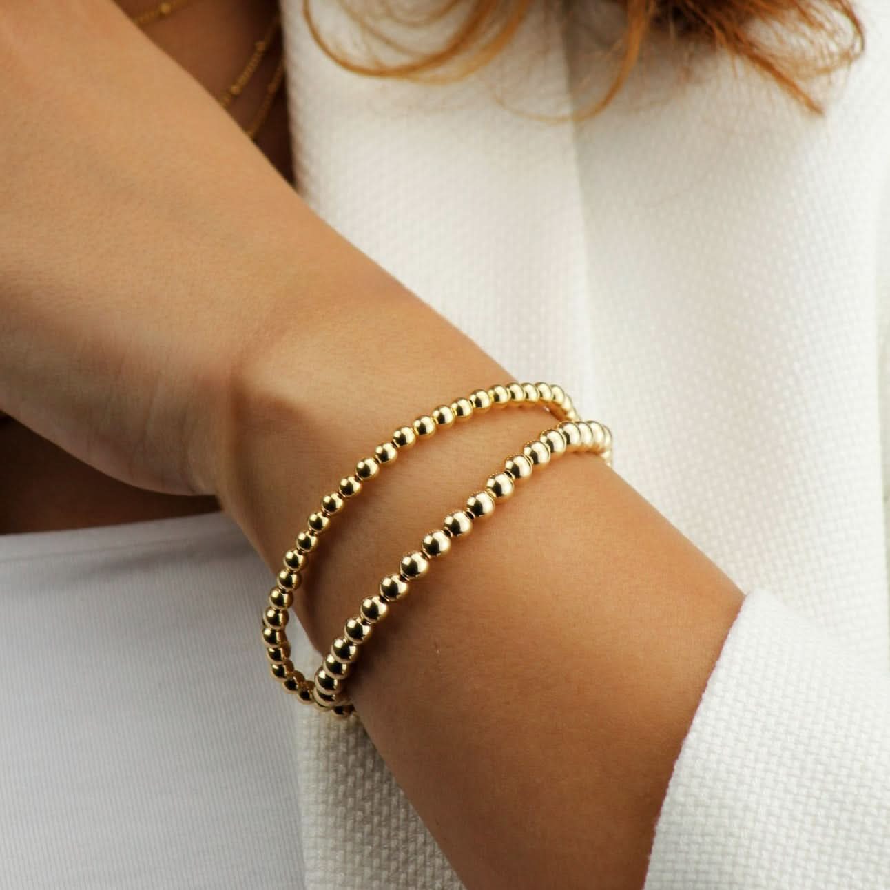 Stackable Beaded Bracelet Gold - Image 3